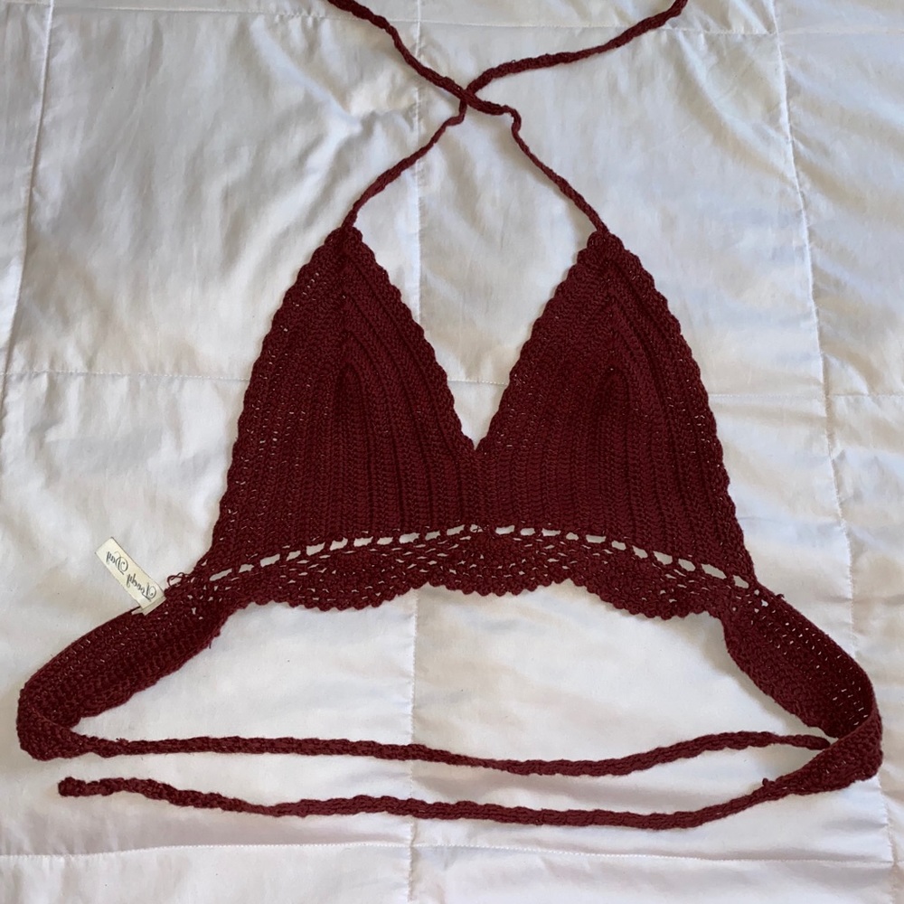 Knitted Bra Top | Island Girl Vibes | Burgundy Red